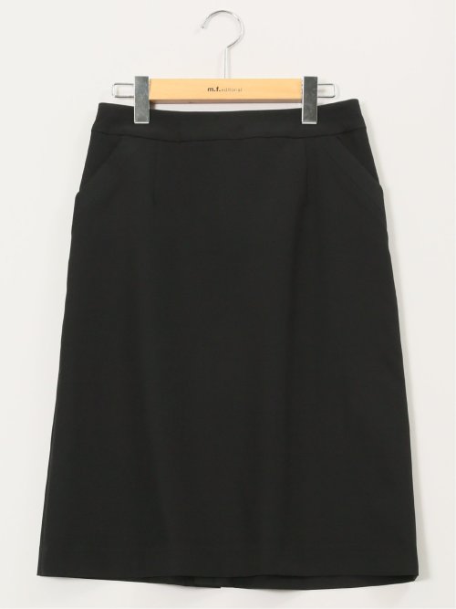 ストレッチウォッシャブル ダブルクロス Aラインスカート 黒(セットアップ可能)