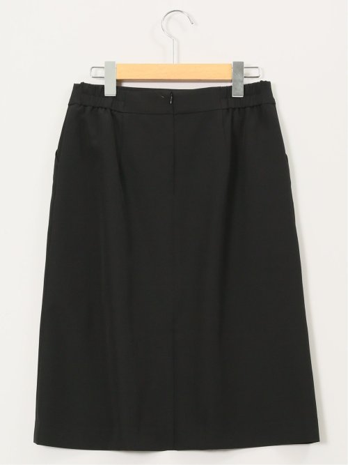 ストレッチウォッシャブル ダブルクロス Aラインスカート 黒(セットアップ可能)