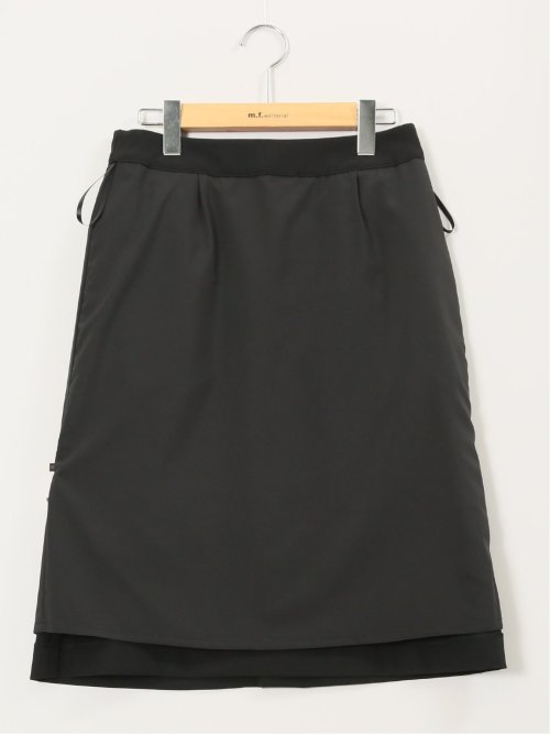 ストレッチウォッシャブル ダブルクロス Aラインスカート 黒(セットアップ可能)