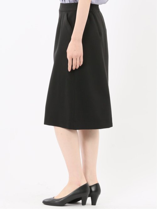ストレッチウォッシャブル ダブルクロス Aラインスカート 黒