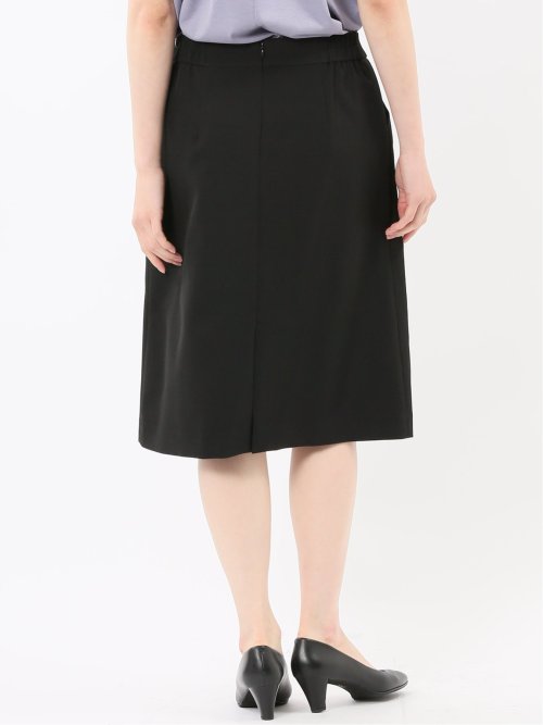 ストレッチウォッシャブル ダブルクロス Aラインスカート 黒(セットアップ可能)