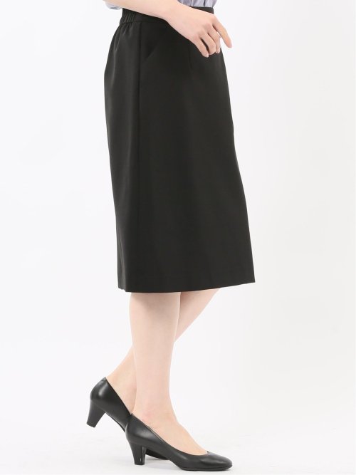 ストレッチウォッシャブル ダブルクロス Aラインスカート 黒(セットアップ可能)