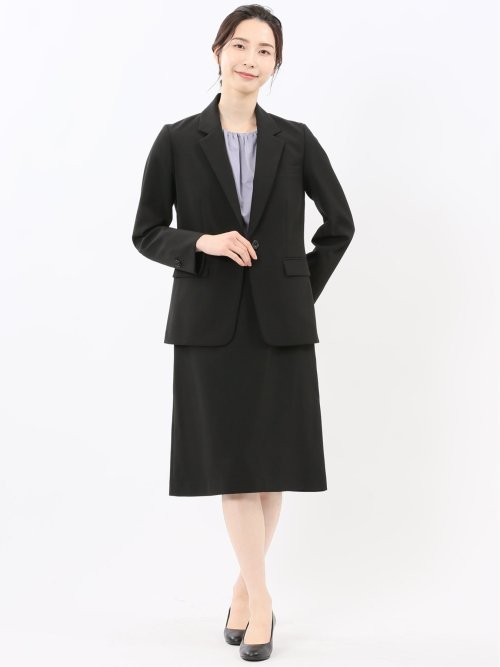 ストレッチウォッシャブル ダブルクロス Aラインスカート 黒