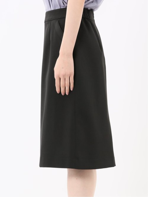 ストレッチウォッシャブル ダブルクロス Aラインスカート 黒(セットアップ可能)