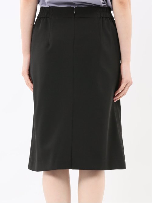 ストレッチウォッシャブル ダブルクロス Aラインスカート 黒