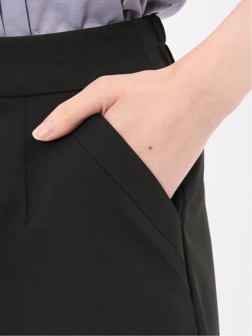 ストレッチウォッシャブル ダブルクロス Aラインスカート 黒(セットアップ可能)