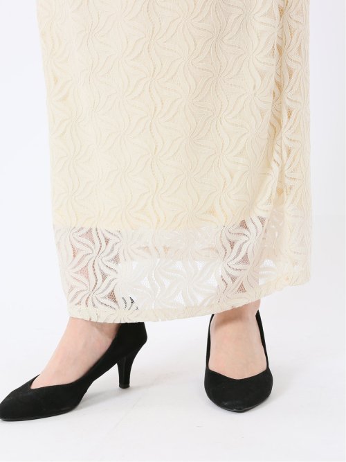 フラワーレース ロングタイトスカート