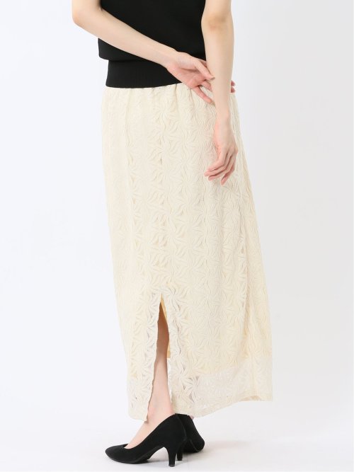 フラワーレース ロングタイトスカート