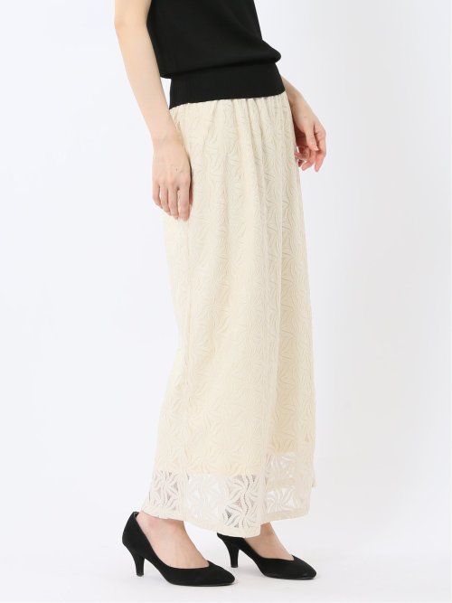 フラワーレース ロングタイトスカート