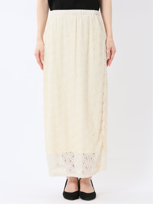 フラワーレース ロングタイトスカート