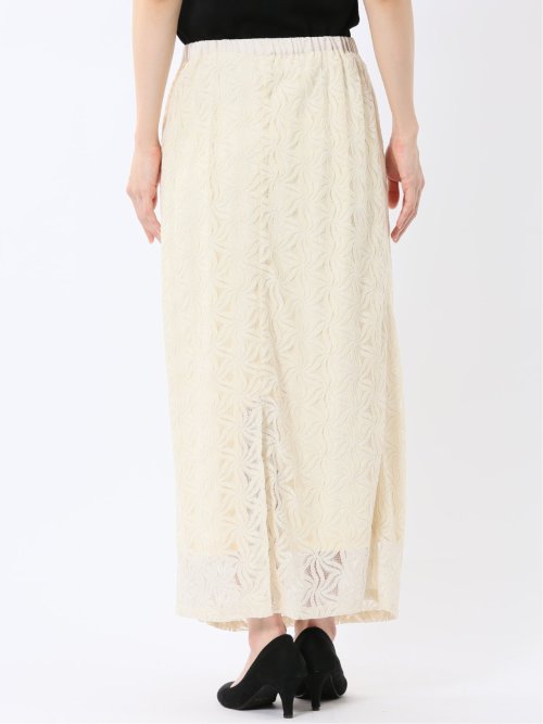 フラワーレース ロングタイトスカート