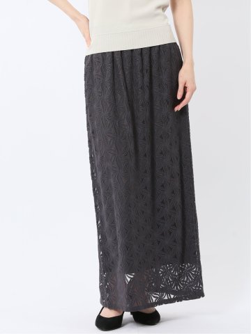 フラワーレース ロングタイトスカート
