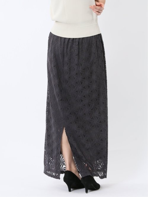 フラワーレース ロングタイトスカート