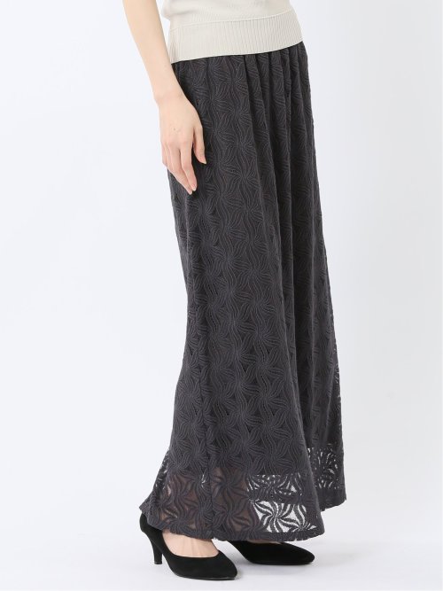 フラワーレース ロングタイトスカート