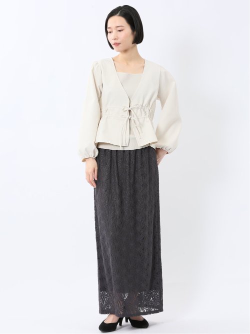 フラワーレース ロングタイトスカート