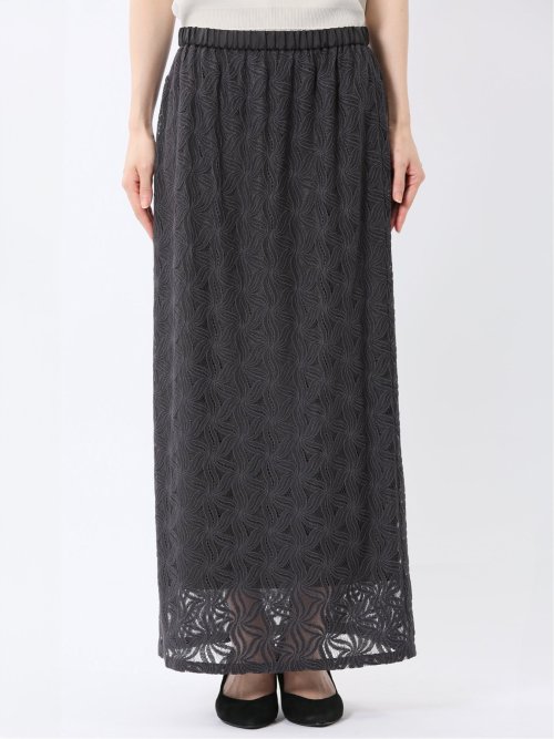 フラワーレース ロングタイトスカート