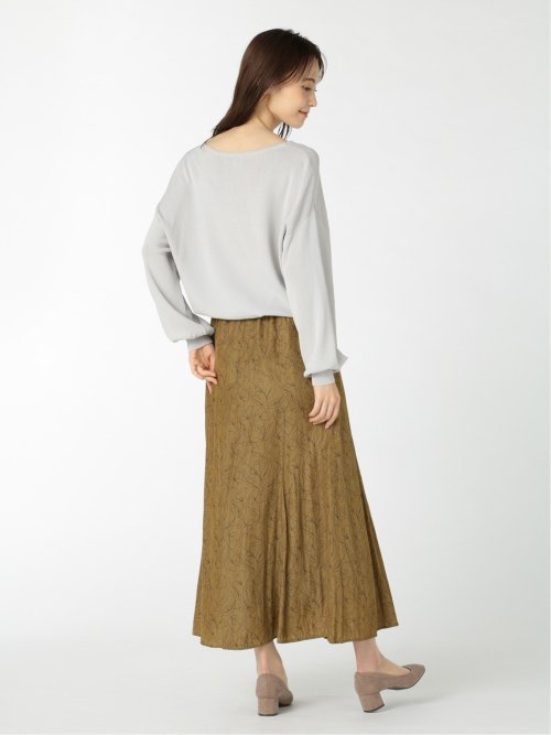 ラインプリント マーメイドマキシスカート オリーブ