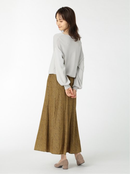 ラインプリント マーメイドマキシスカート オリーブ