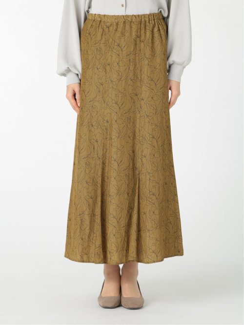 ラインプリント マーメイドマキシスカート オリーブ