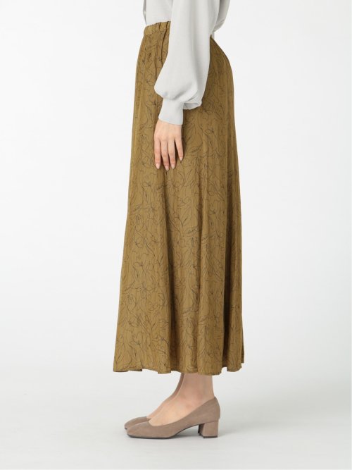 ラインプリント マーメイドマキシスカート オリーブ