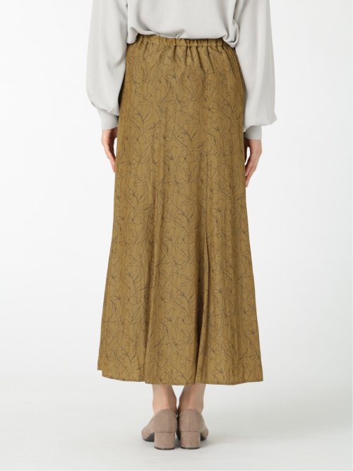 ラインプリント マーメイドマキシスカート オリーブ