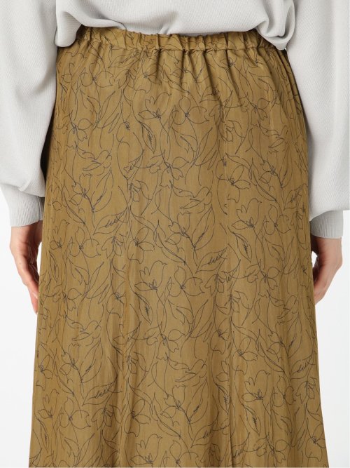 ラインプリント マーメイドマキシスカート オリーブ