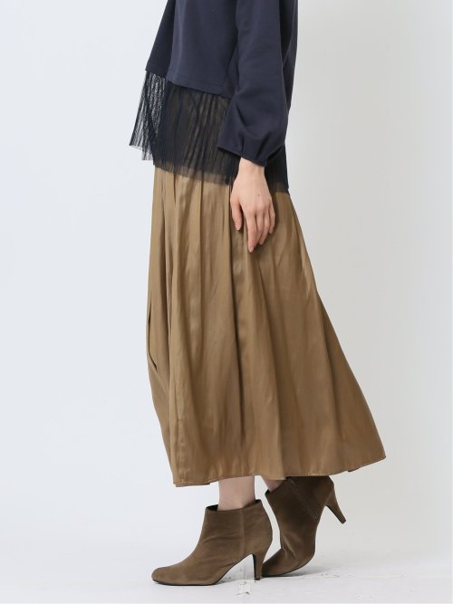 イノウェーブ/INNOWAVE コーティングサテン ギャザースカート