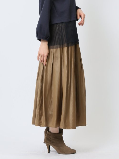 イノウェーブ/INNOWAVE コーティングサテン ギャザースカート