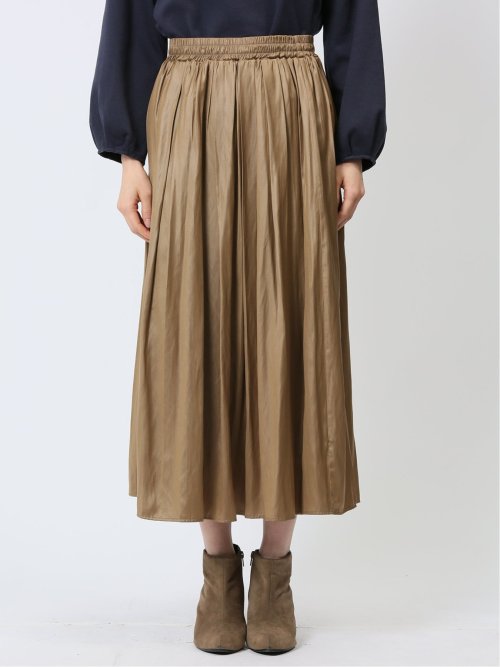 イノウェーブ/INNOWAVE コーティングサテン ギャザースカート