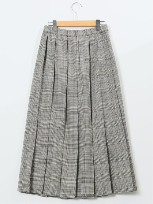 ストレッチウォッシャブル グレンチェック柄 プリーツスカート