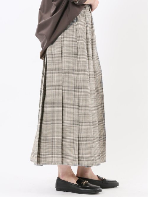 ストレッチウォッシャブル グレンチェック柄 プリーツスカート