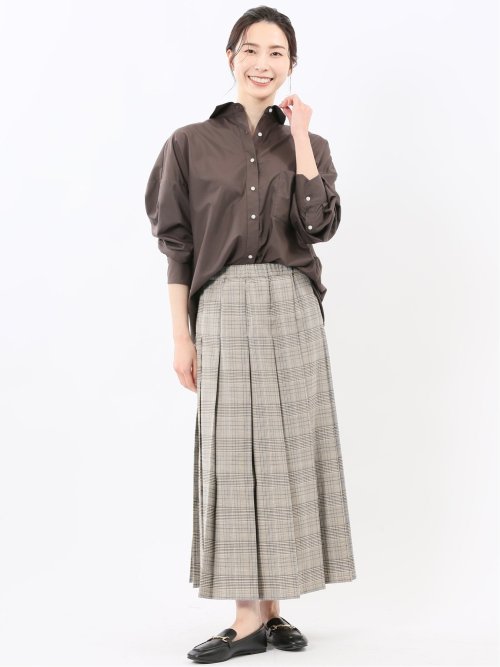 ストレッチウォッシャブル グレンチェック柄 プリーツスカート