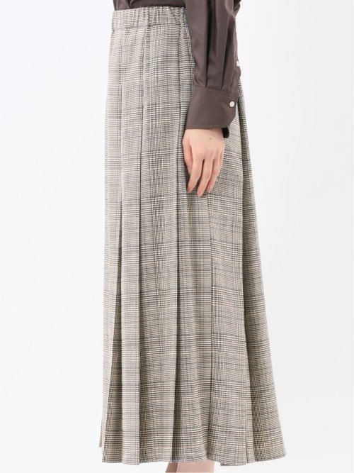 ストレッチウォッシャブル グレンチェック柄 プリーツスカート