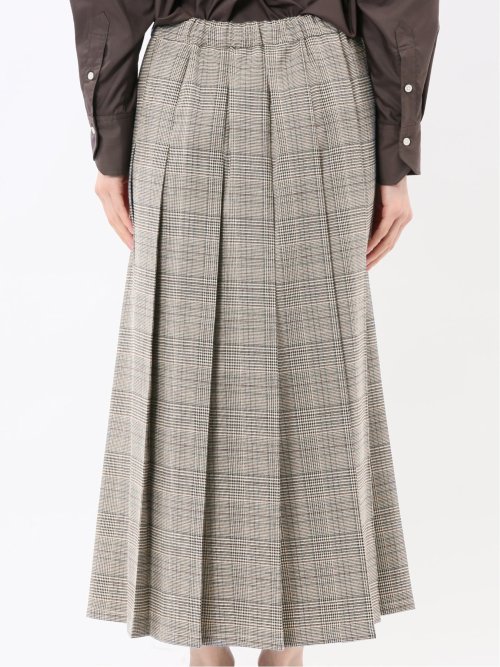 ストレッチウォッシャブル グレンチェック柄 プリーツスカート