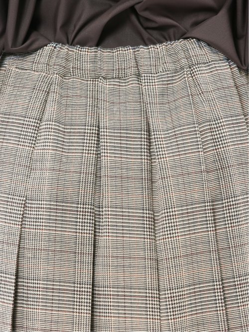 ストレッチウォッシャブル グレンチェック柄 プリーツスカート