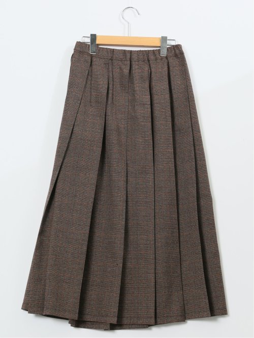 ストレッチウォッシャブル グレンチェック柄 プリーツスカート