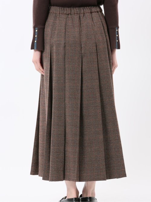 ストレッチウォッシャブル グレンチェック柄 プリーツスカート