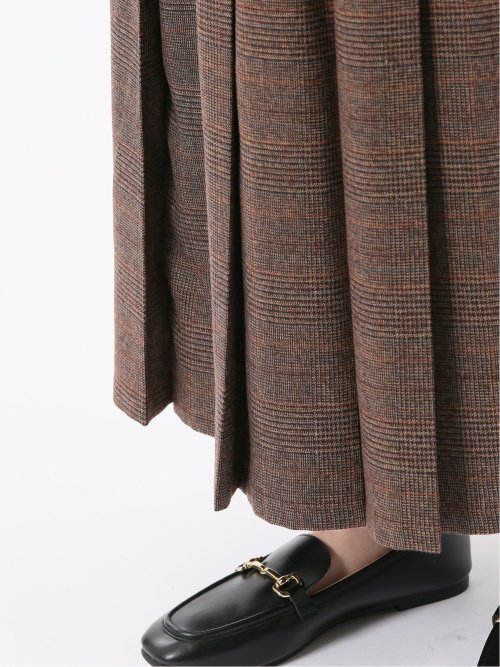 ストレッチウォッシャブル グレンチェック柄 プリーツスカート