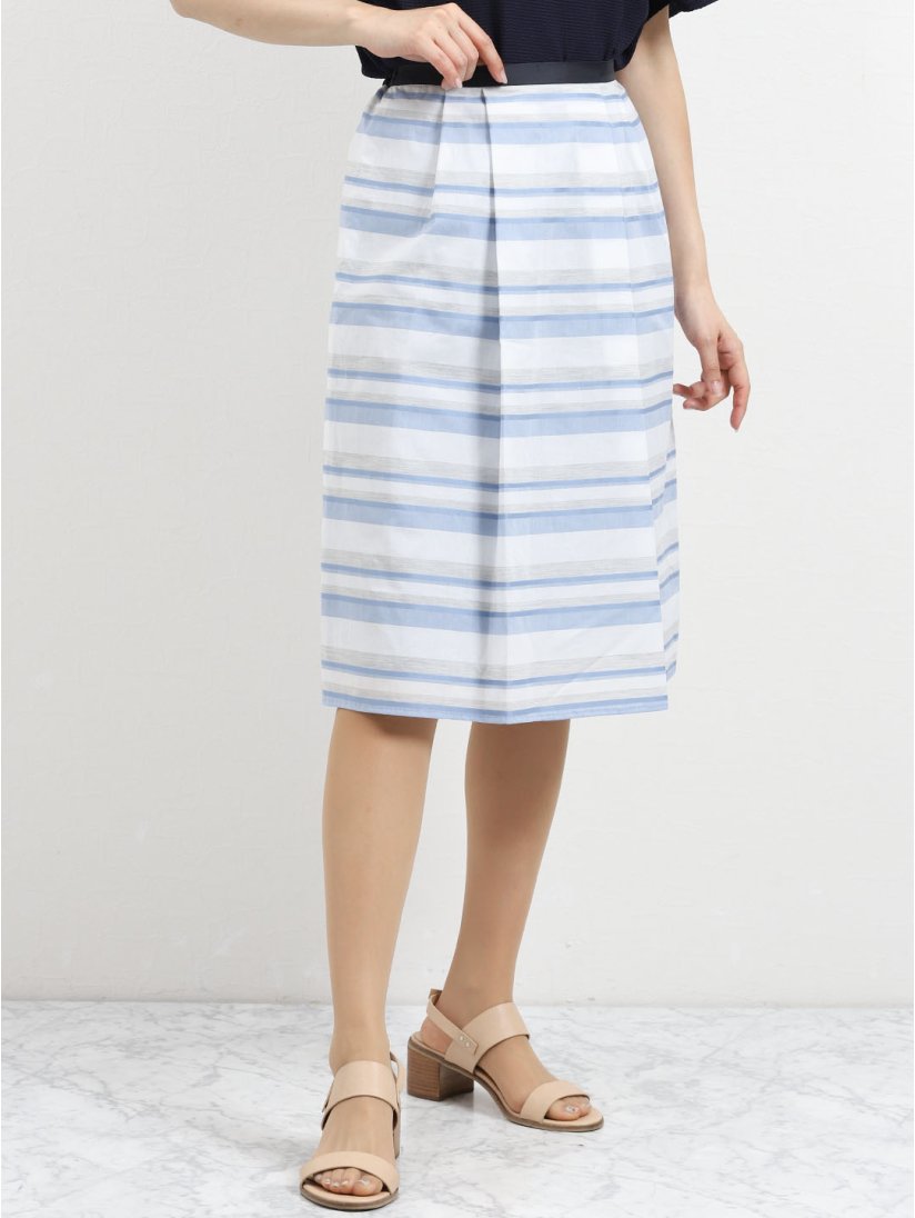 コットンマルチボーダー柄フレアースカート S 73サックス スカート Taka Q Online Shop タカキューオンラインショップ 公式通販