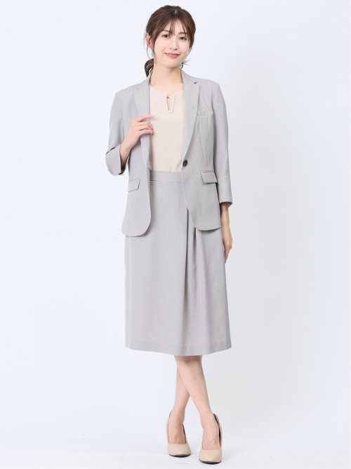 ストレッチウォッシャブル フレアースカート ライトグレー(セットアップ可能)