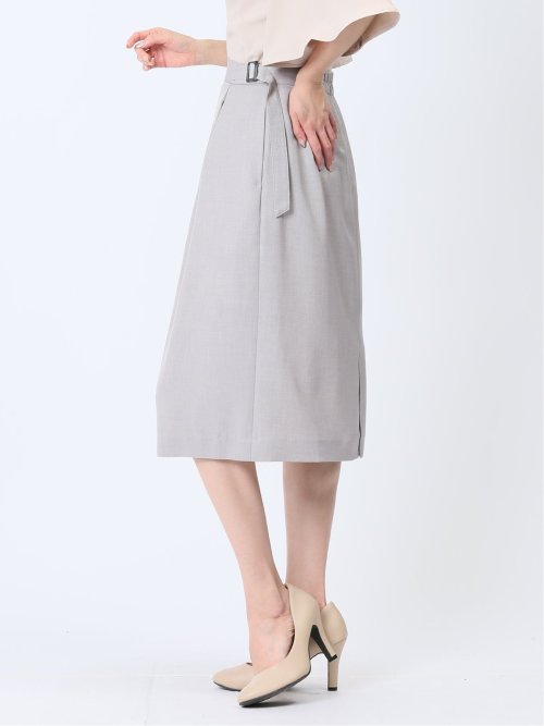ストレッチウォッシャブル フレアースカート ライトグレー(セットアップ可能)