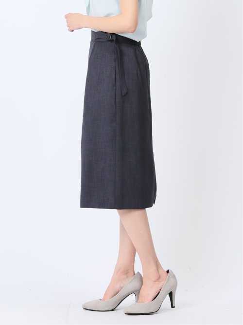 ストレッチウォッシャブル フレアースカート 紺(セットアップ可能)