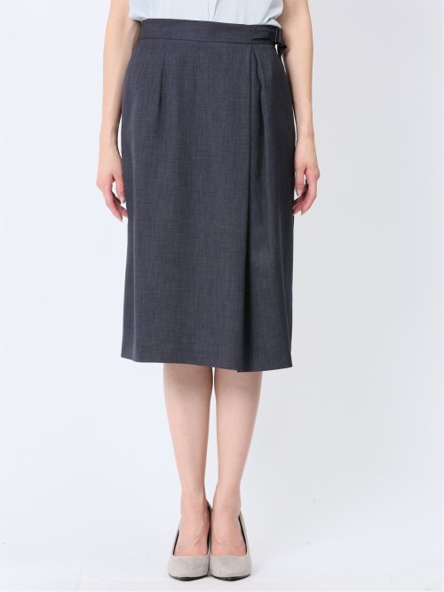 ストレッチウォッシャブル フレアースカート 紺(セットアップ可能)