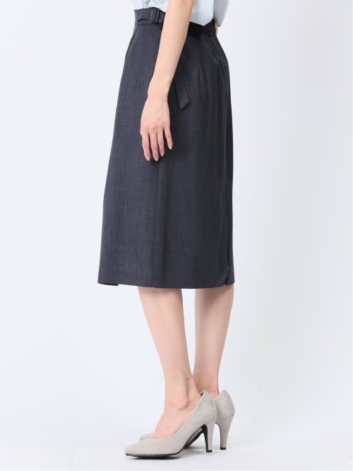 ストレッチウォッシャブル フレアースカート 紺(セットアップ可能)