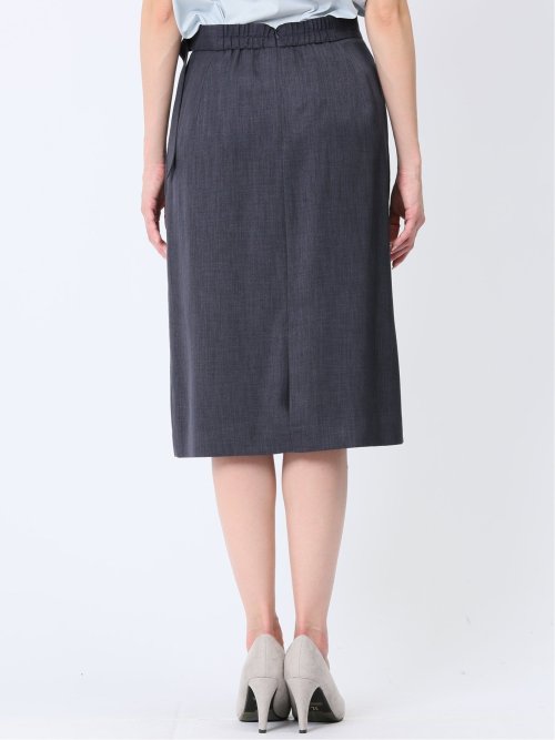 ストレッチウォッシャブル フレアースカート 紺(セットアップ可能)