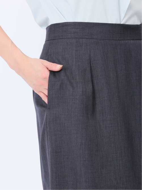 ストレッチウォッシャブル フレアースカート 紺(セットアップ可能)