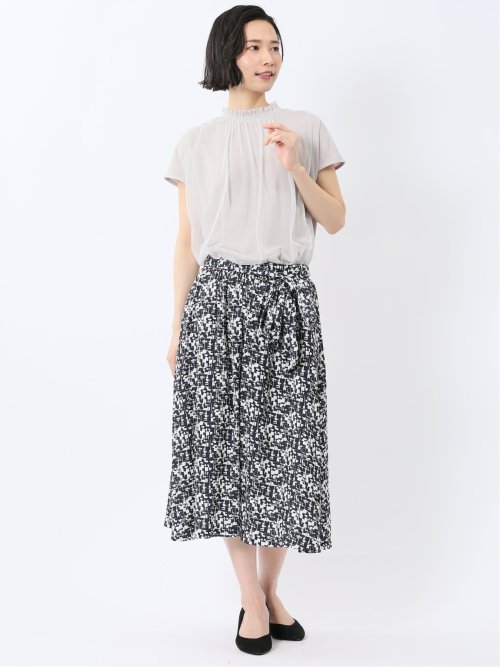 プリント タックフレアースカート