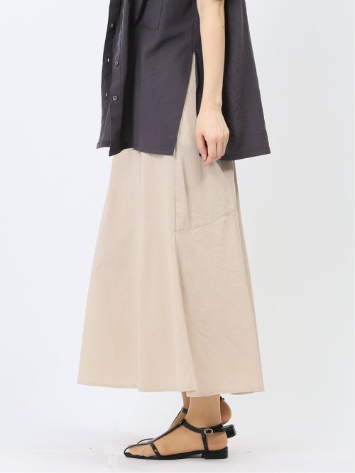 ハンチ/HUNCH 無地 フレンチリネン フレアスカート