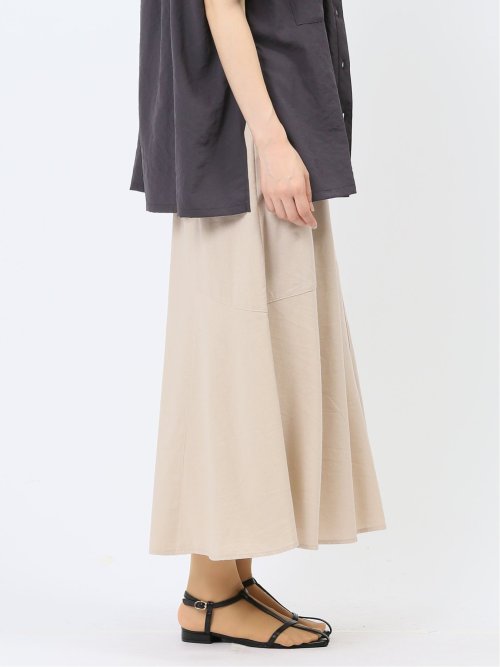 ハンチ/HUNCH 無地 フレンチリネン フレアスカート