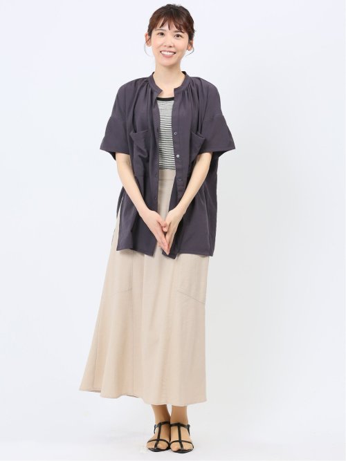 ハンチ/HUNCH 無地 フレンチリネン フレアスカート